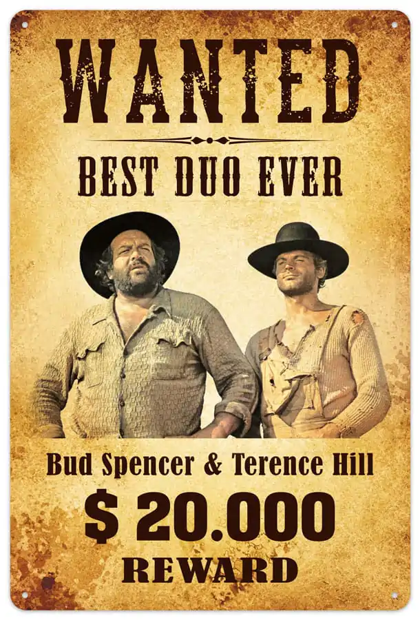 Bud Spencer & Terence Hill Tin Sign Wanted 20 x 30 cm product photo