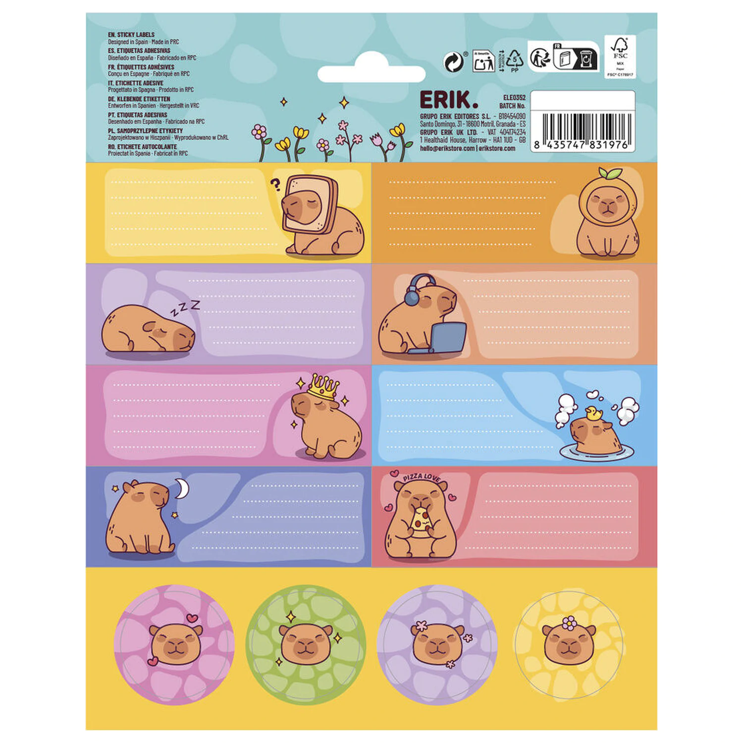 Capybara Notebook Label Editable Capybara adhesive labels | Fanbase Europe