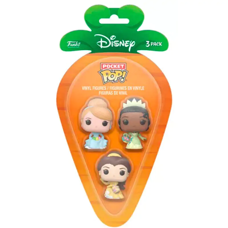 Carrot Pocket POP blister 3 figures Disney Princess Cinderella Tiana Bella product photo