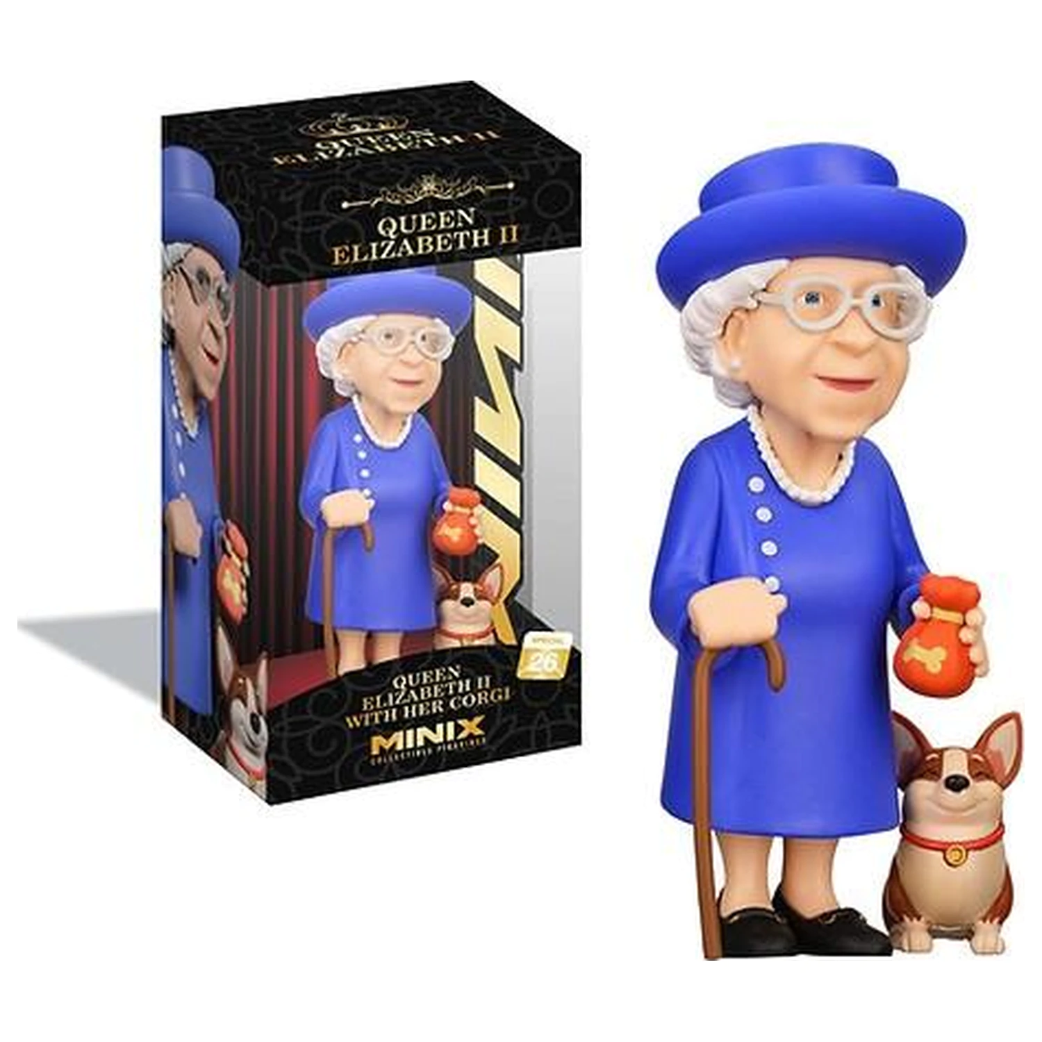 Celebrity Queen Elizabeth II with her Corgi Figure Minix 12cm product photo