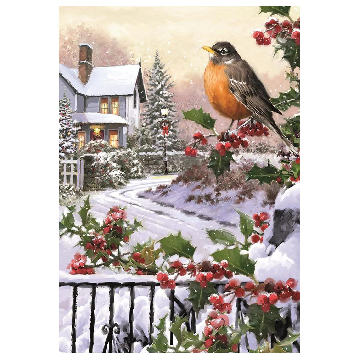 Christmas Collection Robin And Holly Bushes puzzle 1000pcs product photo