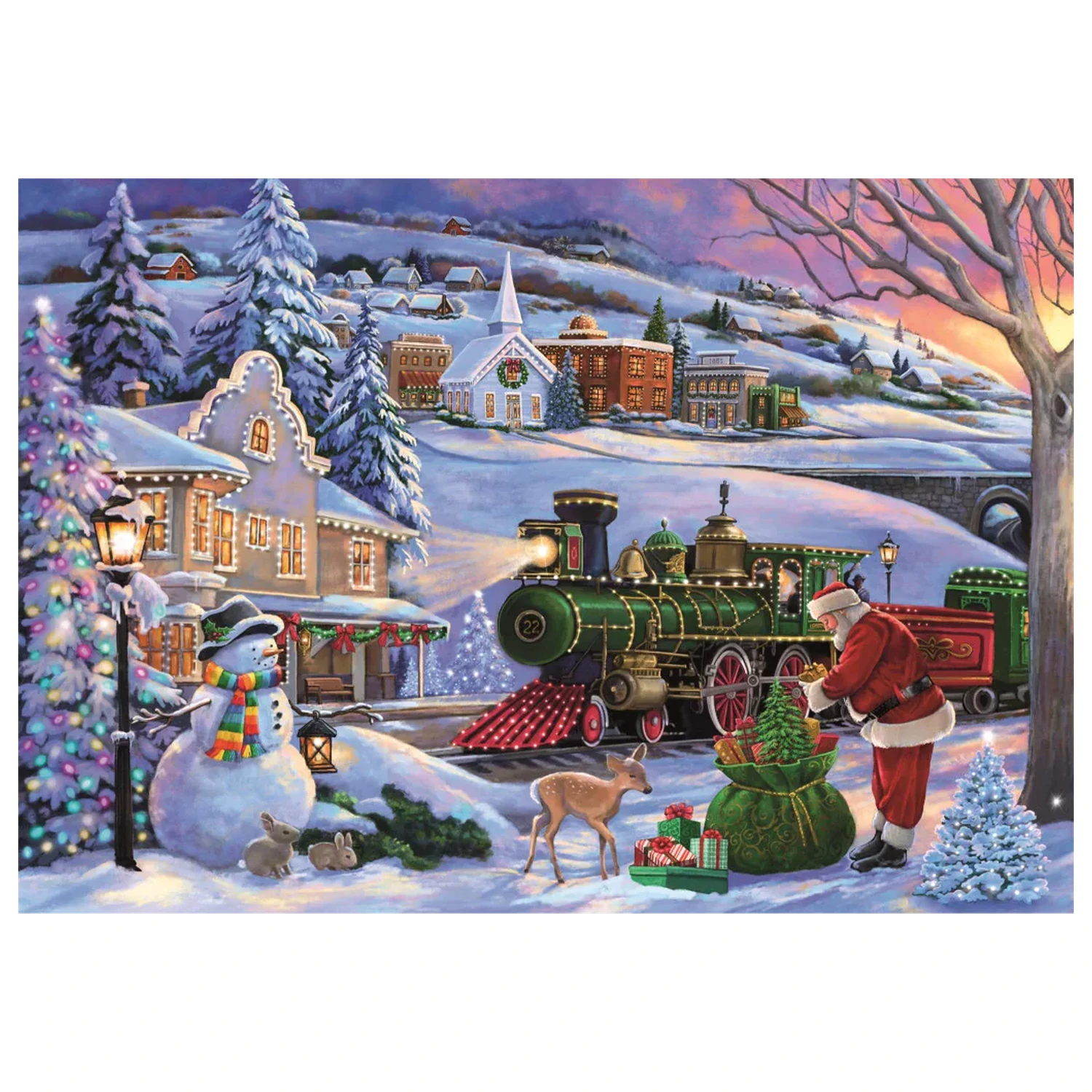 Christmas Train 500-Piece Compact Jigsaw Puzzle product photo