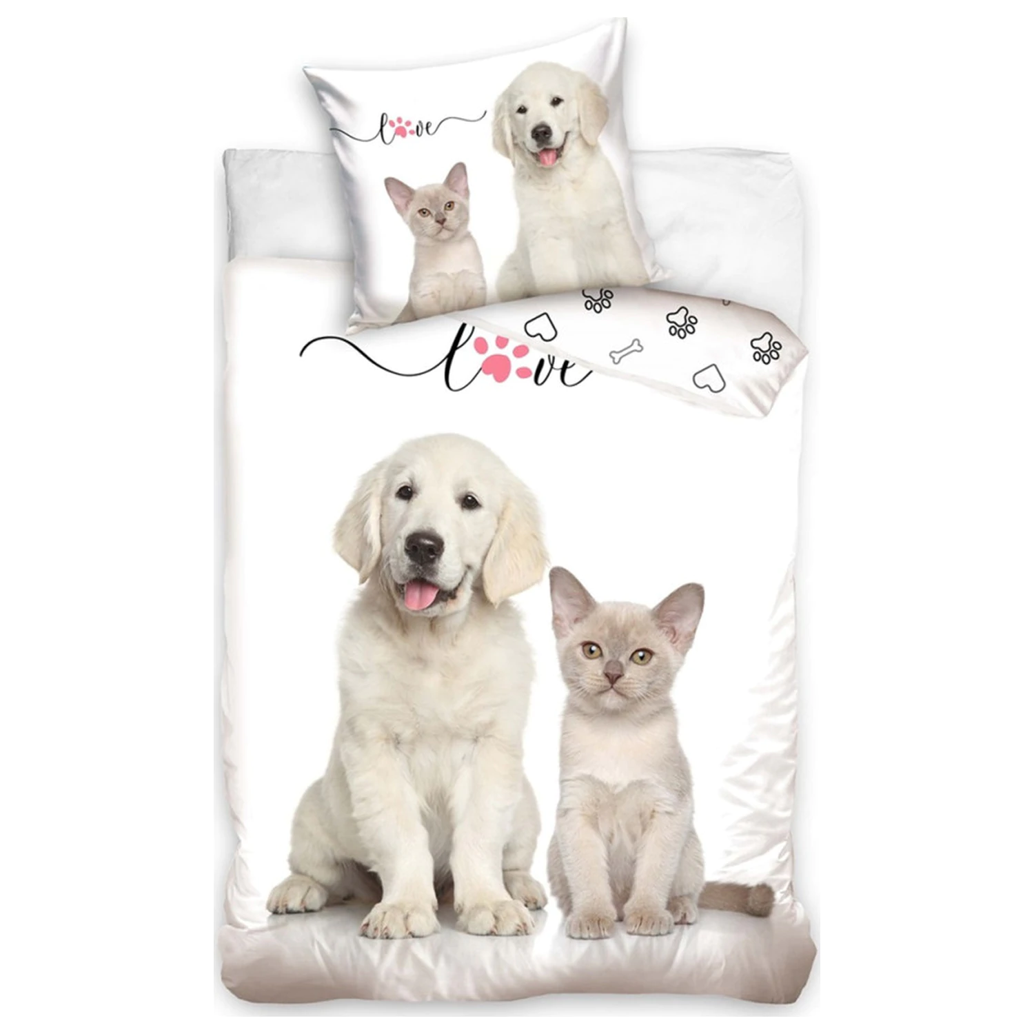 Cat and Dog Love Duvet Cover product photo