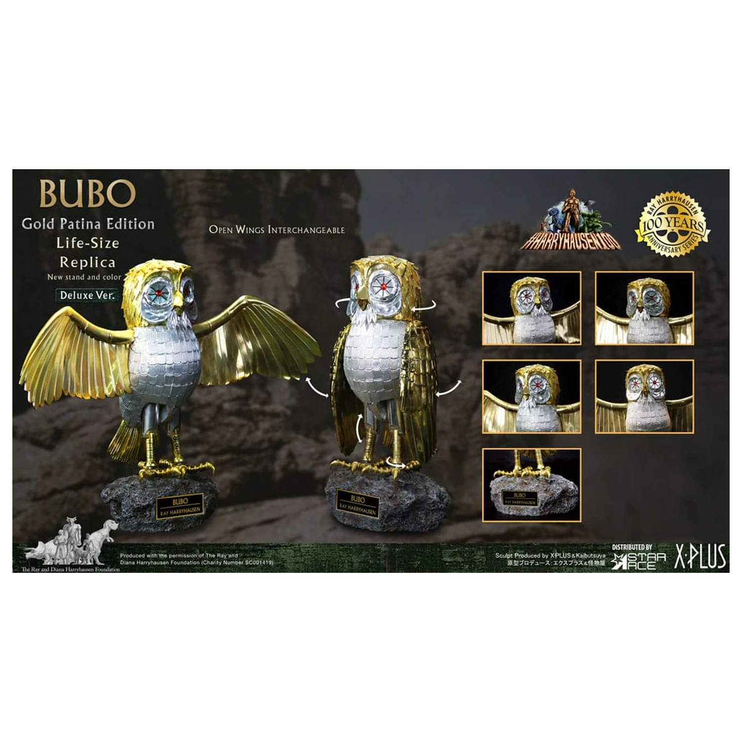 Clash of the Titans Statue Ray Harryhausens Bubo Gold Patina Edition Deluxe Ver. 34 cm product photo