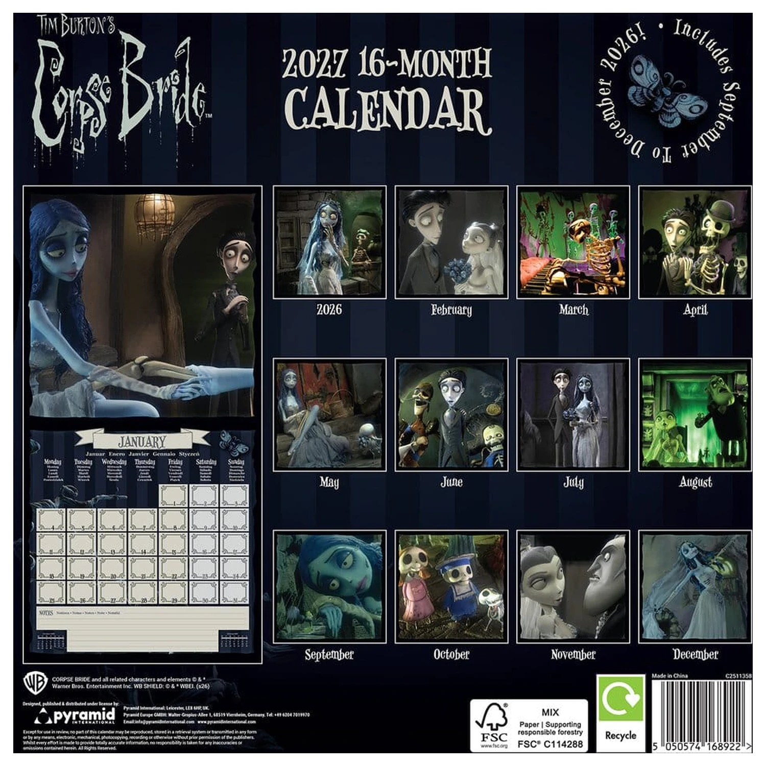 Corpse Bride Calendar 2027 30 x 30 cm product photo