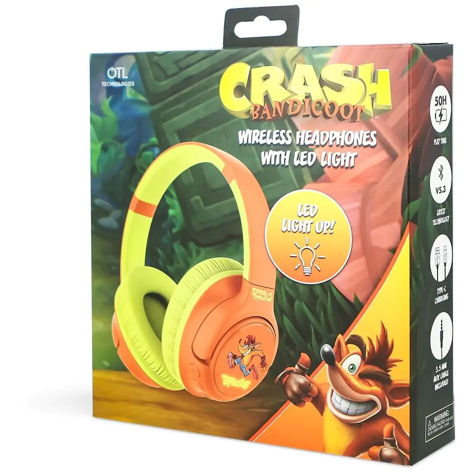 Crash Bandicoot wireless LED headphones product photo