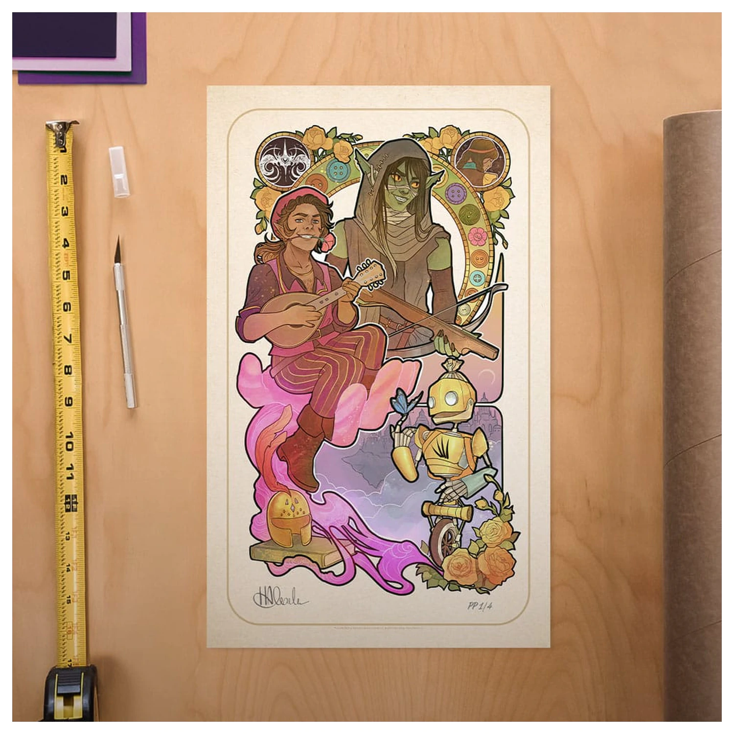 Critical Role Art Print Sam Riegel: 10th Anniversary Art Nouveau Illustrations 46 x 28 cm - unframed product photo
