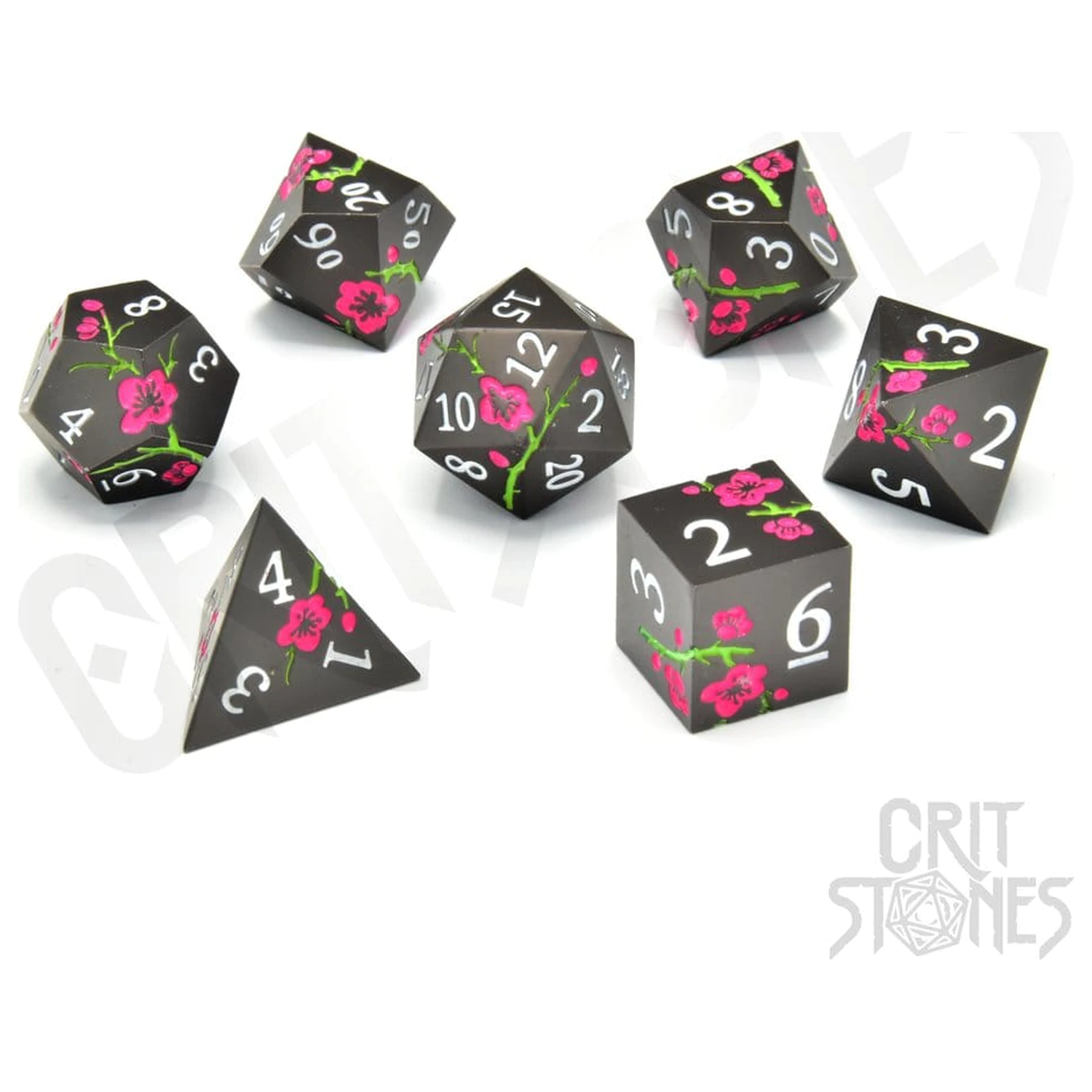 CritStones Metal Dice Set Nighttime Blossom product photo