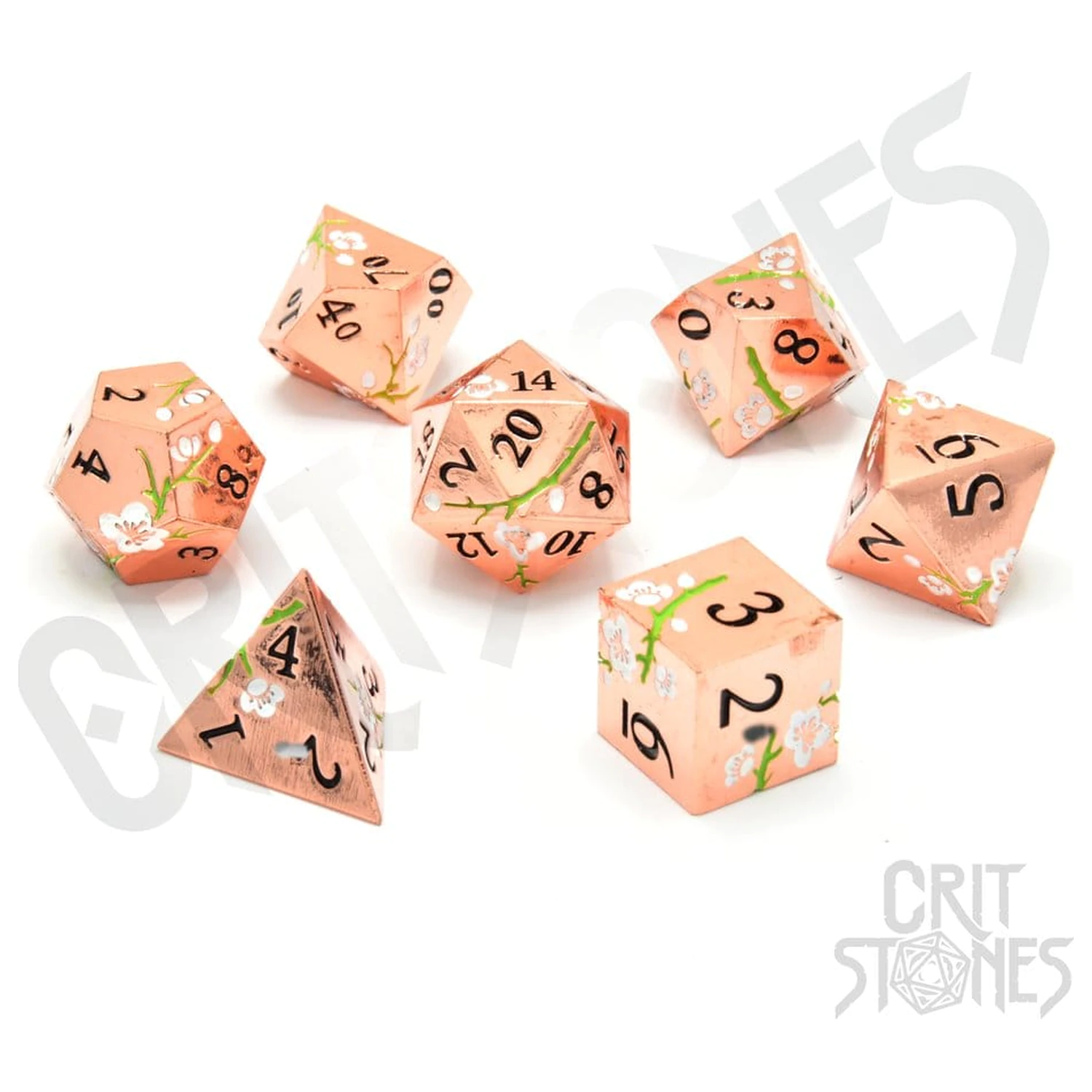 CritStones Metal Dice Set Pink Blossom product photo