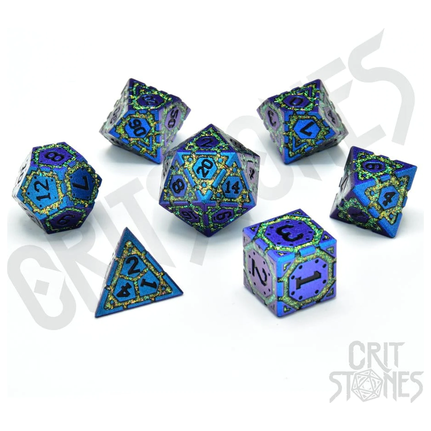 CritStones Metal Dice Set Twilight Grove product photo