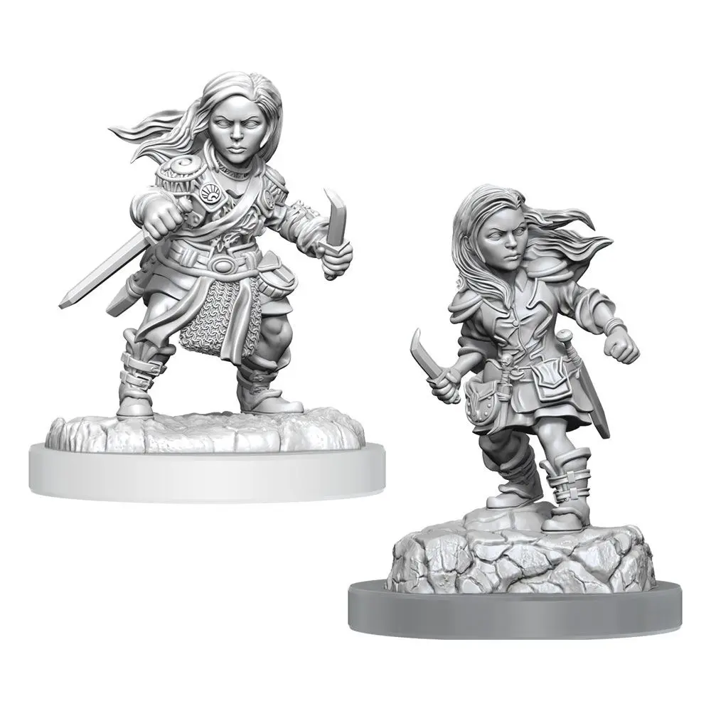 D&amp;D Nolzur's Marvelous Miniatures Unpainted Miniatures 2-Pack Halfling Rogue Female product photo