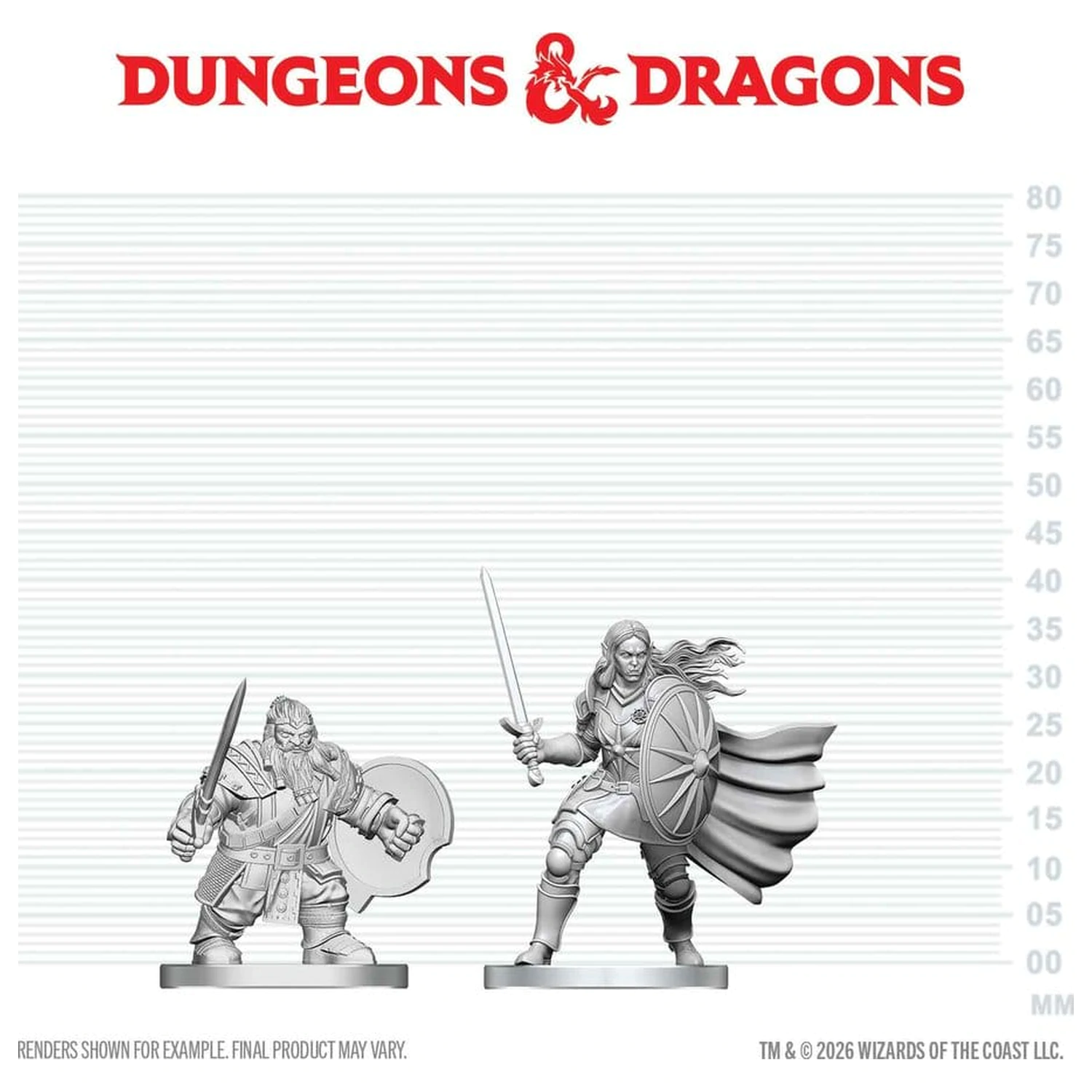 D&D Nolzur's Marvelous Miniatures Mini Figures Dwarf Fighter & Orc Paladin  product photo