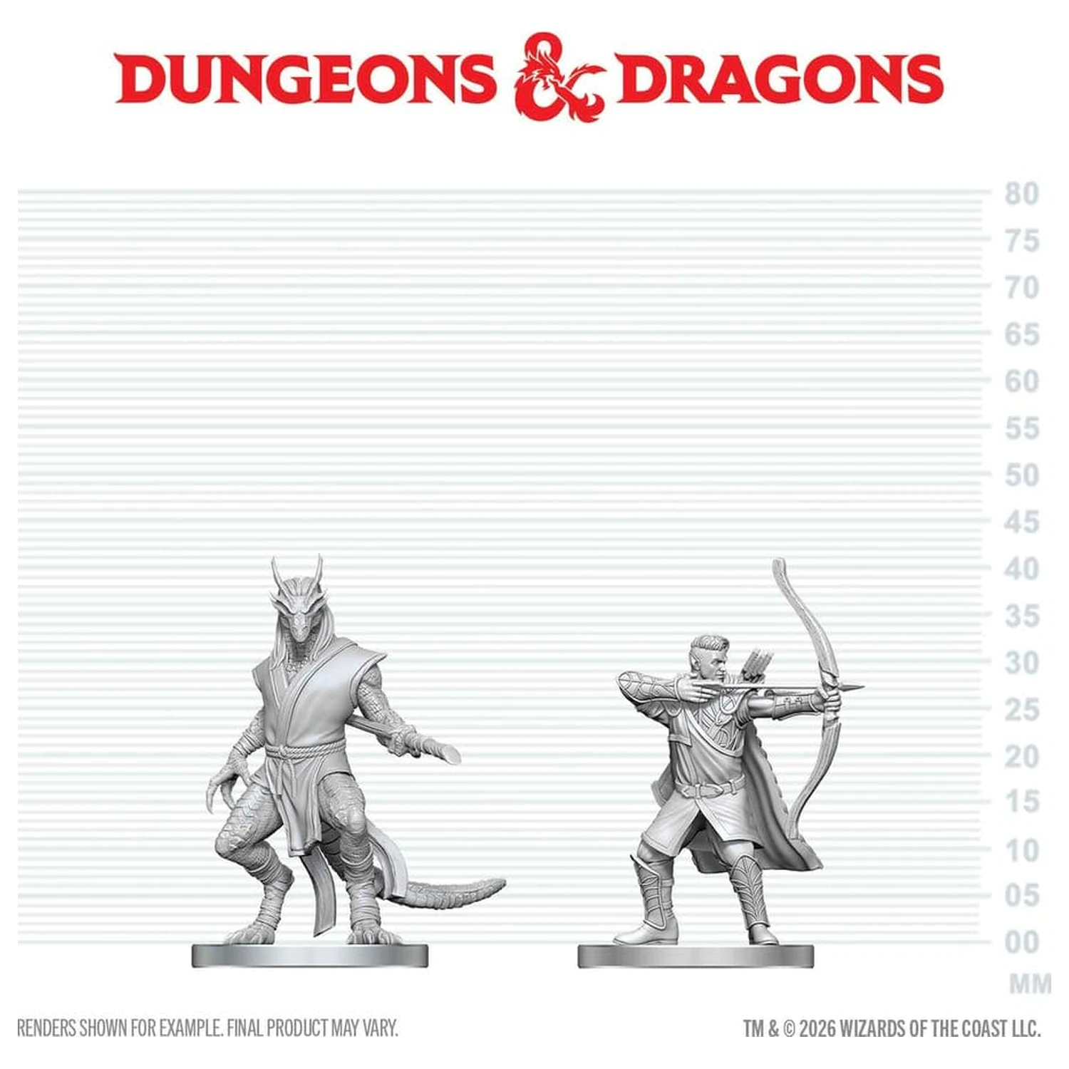 D&D Nolzur's Marvelous Miniatures Mini Figures Elf Ranger & Dragonborn Monk  product photo