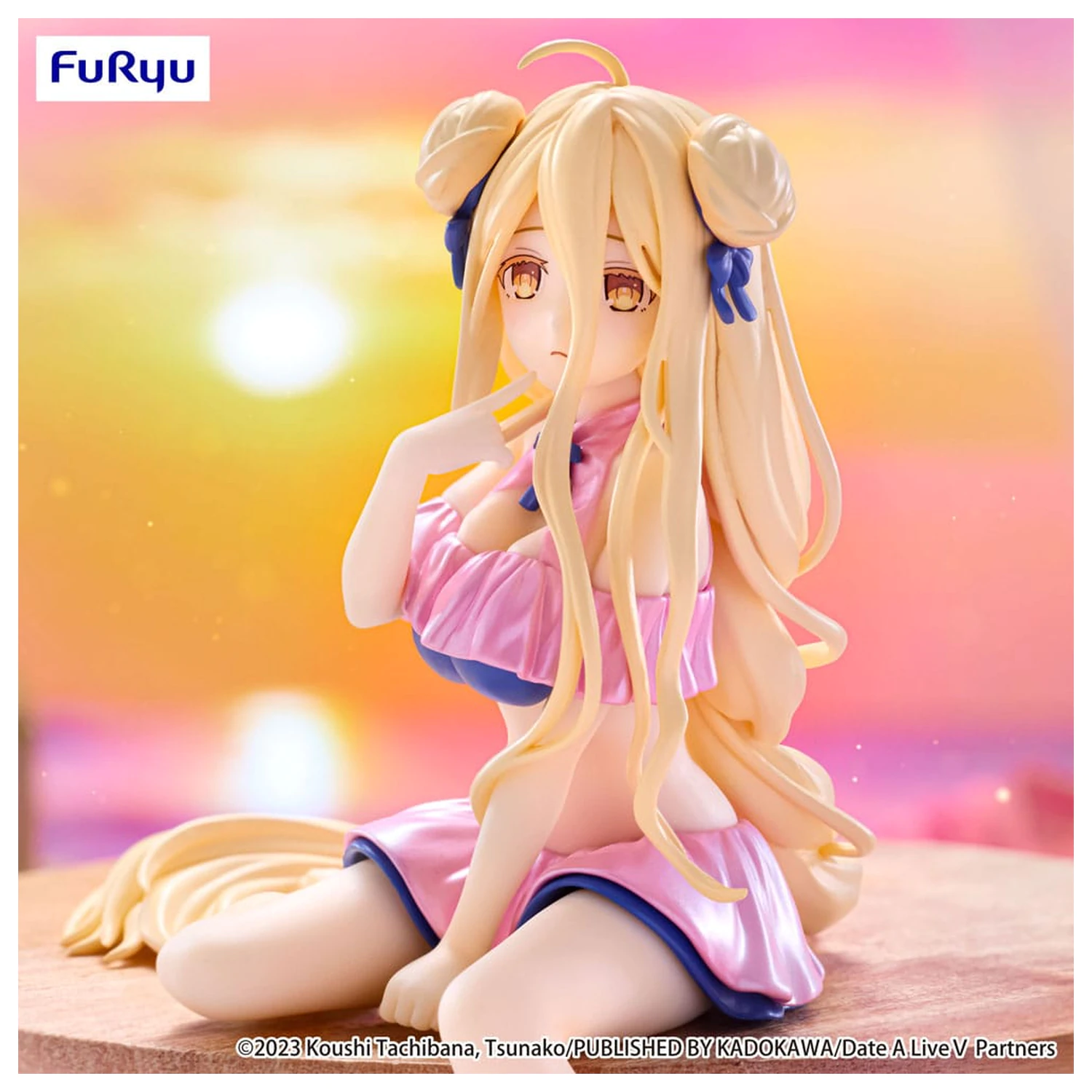 Date A Live V Noodle Stopper PVC Statue Mukuro Hoshimiya Swimsuit Pastel Pink Color Ver. 13 cm    product photo