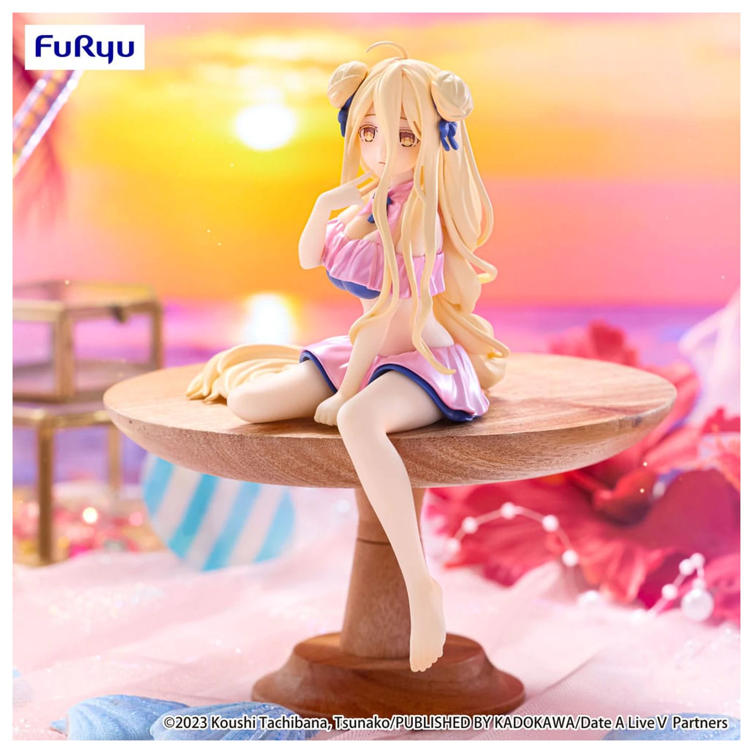 Date A Live V Noodle Stopper PVC Statue Mukuro Hoshimiya Swimsuit Pastel Pink Color Ver. 13 cm    product photo