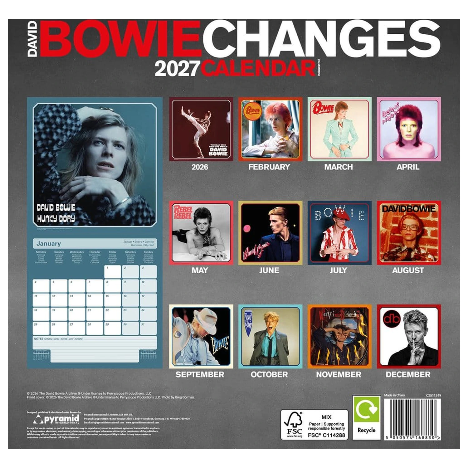 David Bowie Calendar Changes 2027 30 x 30 cm product photo
