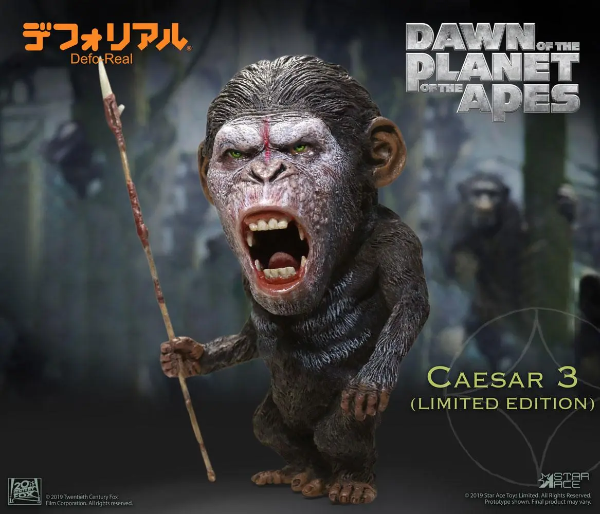 Dawn of the Planet of the Apes Deform Real Series Soft Vinyl Statue Caesar Warrior Face LTD 15 cm product photo