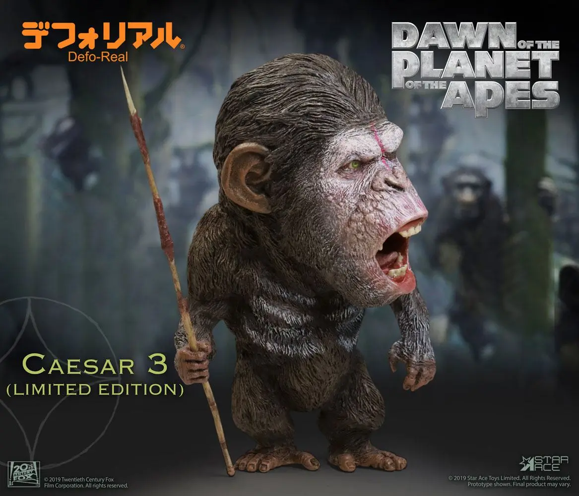 Dawn of the Planet of the Apes Deform Real Series Soft Vinyl Statue Caesar Warrior Face LTD 15 cm product photo