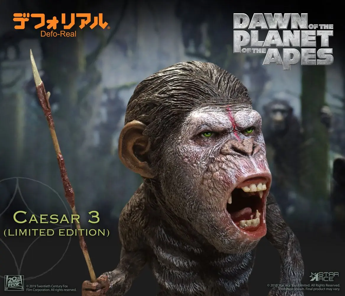 Dawn of the Planet of the Apes Deform Real Series Soft Vinyl Statue Caesar Warrior Face LTD 15 cm product photo