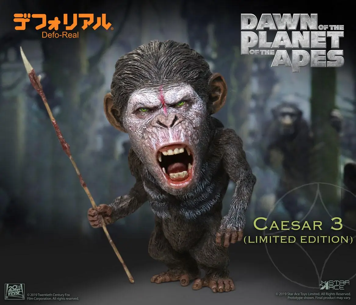 Dawn of the Planet of the Apes Deform Real Series Soft Vinyl Statue Caesar Warrior Face LTD 15 cm product photo