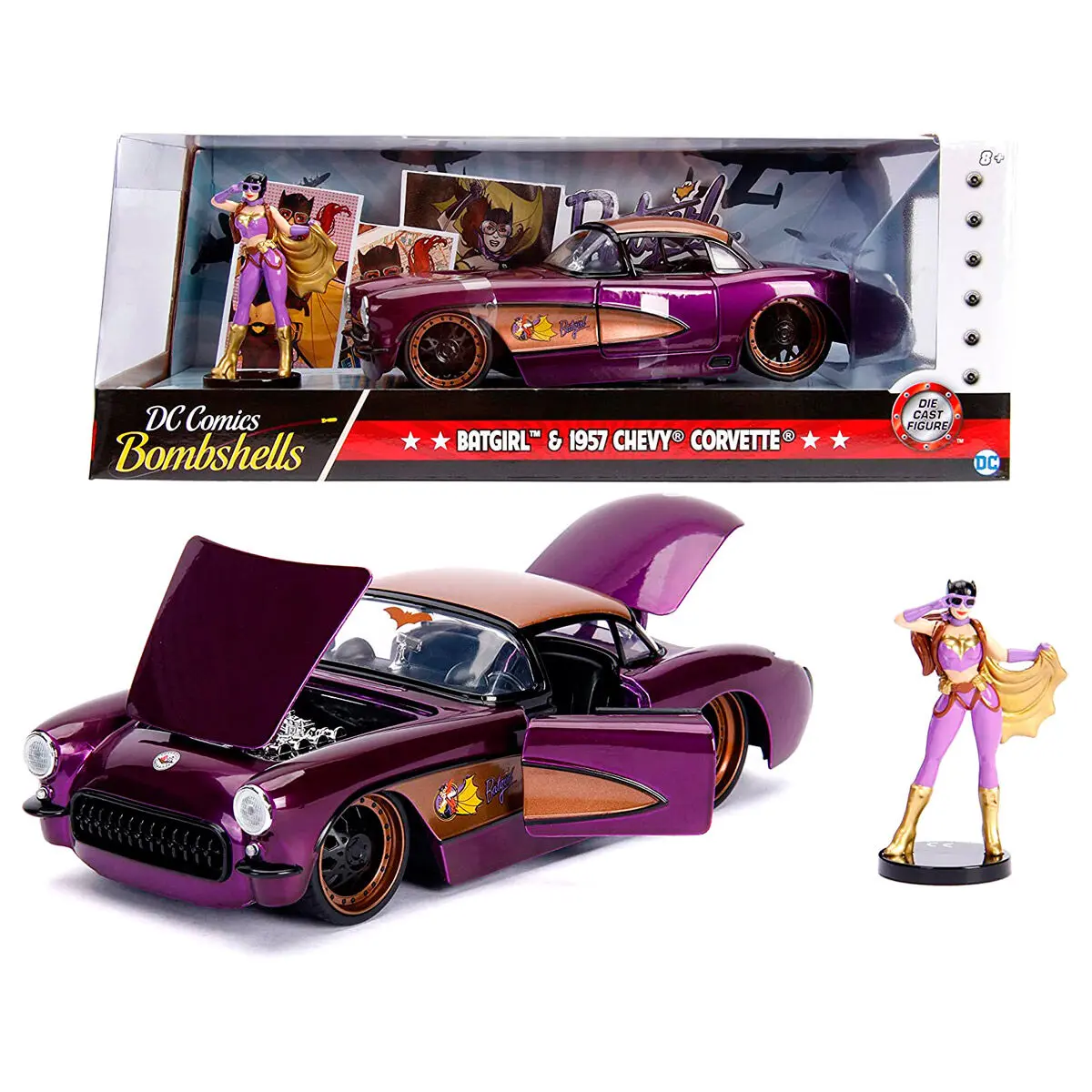DC Comics Batgirl Chevy Corvette 1957 metal car + figure set product photo