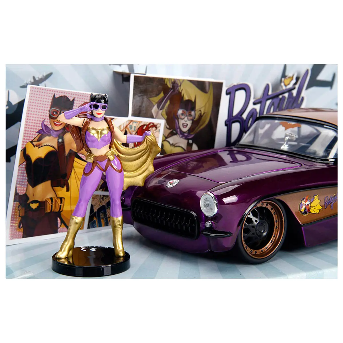 DC Comics Batgirl Chevy Corvette 1957 metal car + figure set product photo