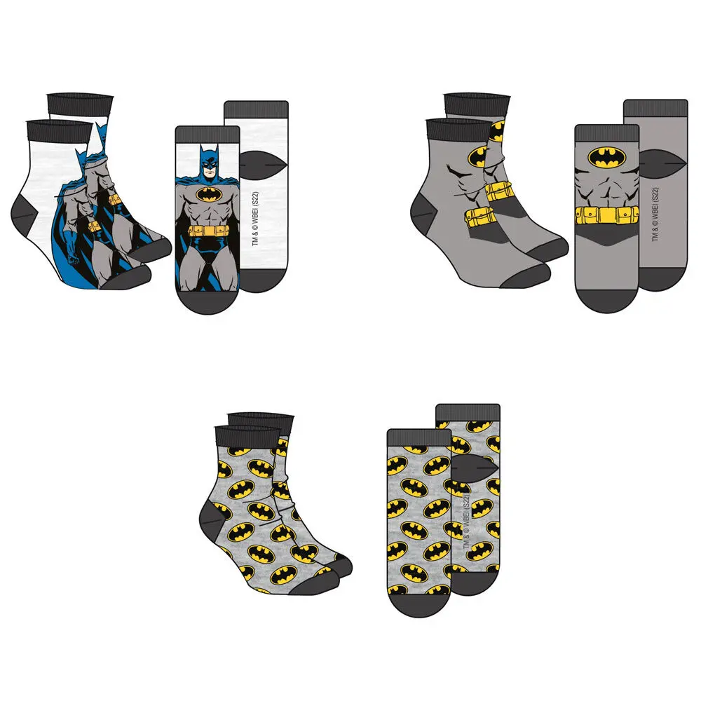 DC Comics Batman assorted pack 3 socks adult product photo