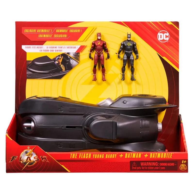 DC Comics Batmobile vehicle + Flash and Batman figures 10cm product photo