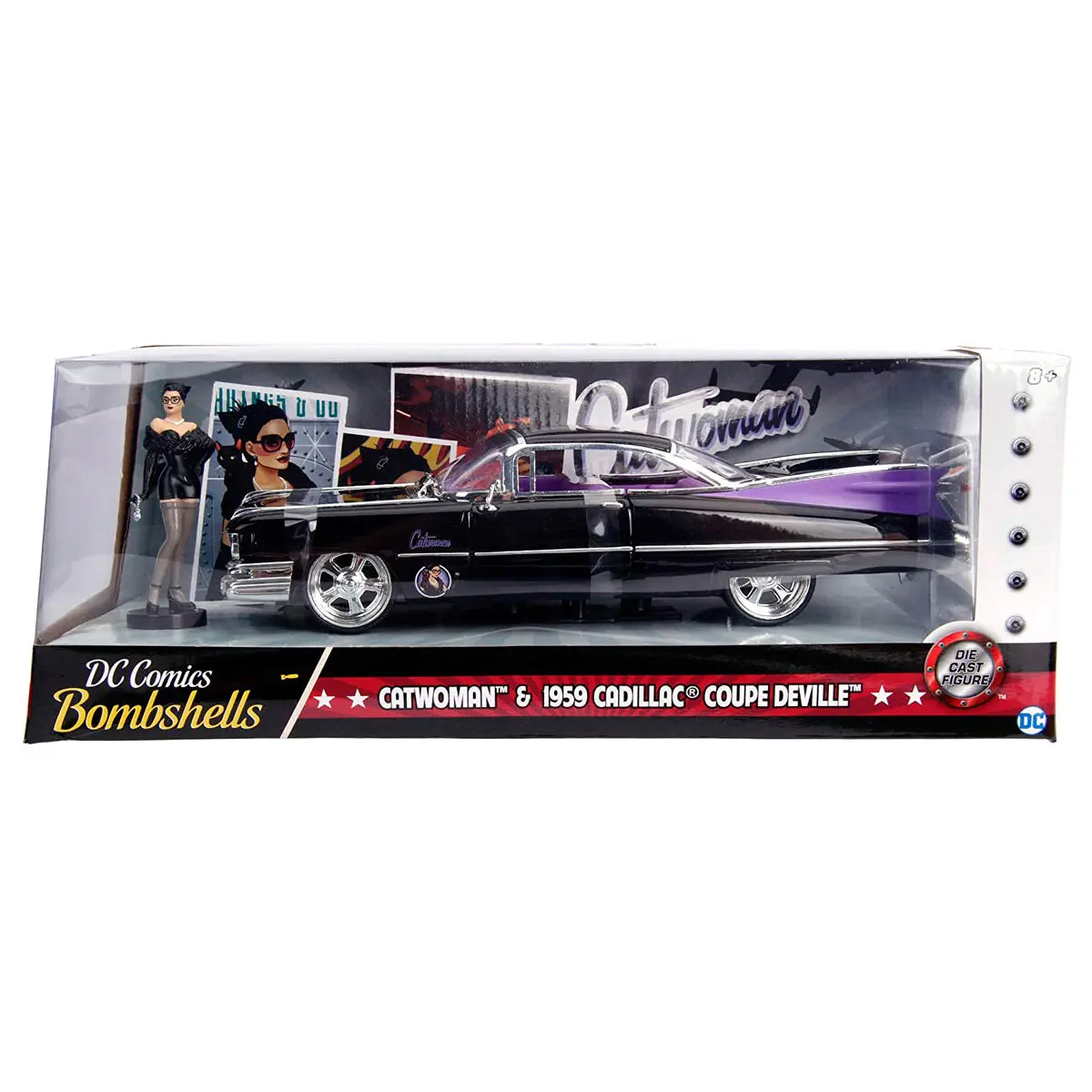 DC Comics Catwoman Cadillac Coupe Deville 1959 metal car + figure set product photo