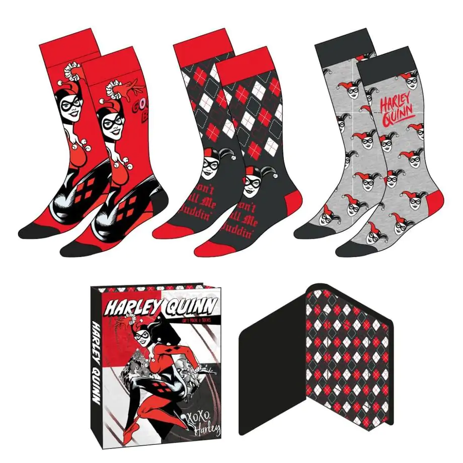 DC Comics Harley Quinn pack 3 adult socks product photo