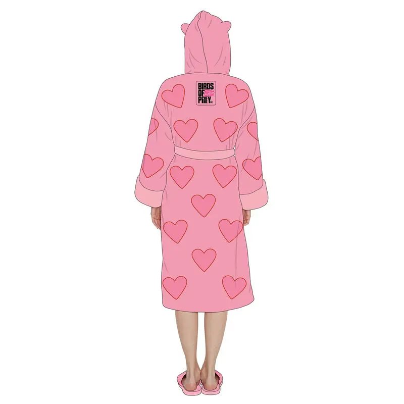 DC Comics Harley Quinn Hearts Pink ladies fleece bathrobe product photo