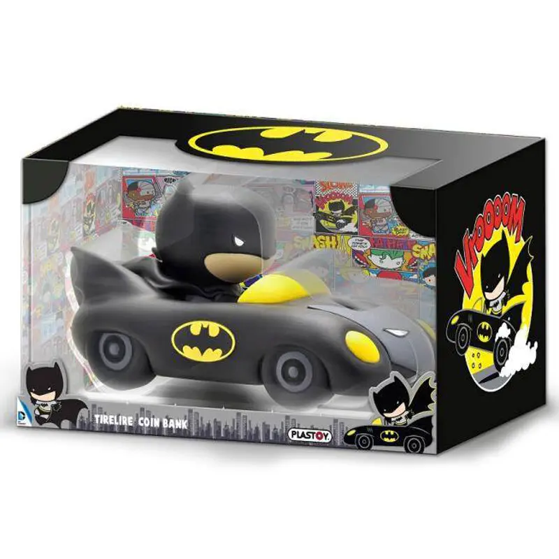 DC Comics Justice League Batman Batmobile Chibi money box figure 16cm product photo