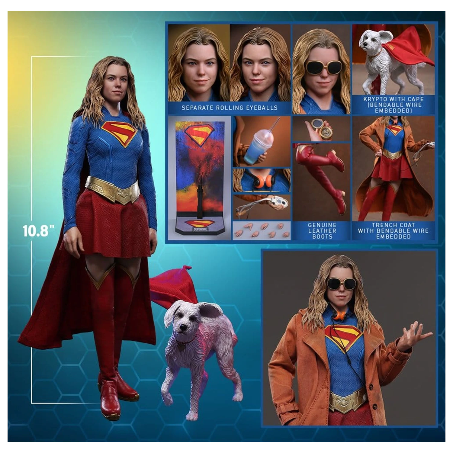 DC Comics Movie Masterpiece Action Figure Set Supergirl & Krypto 28 cm product photo
