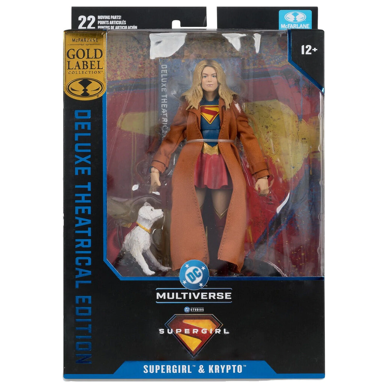 DC Comics Supergirl Deluxe Theatrical Edition Gold Label Collection Supergirl & Puppy Kripto figure 18cm product photo