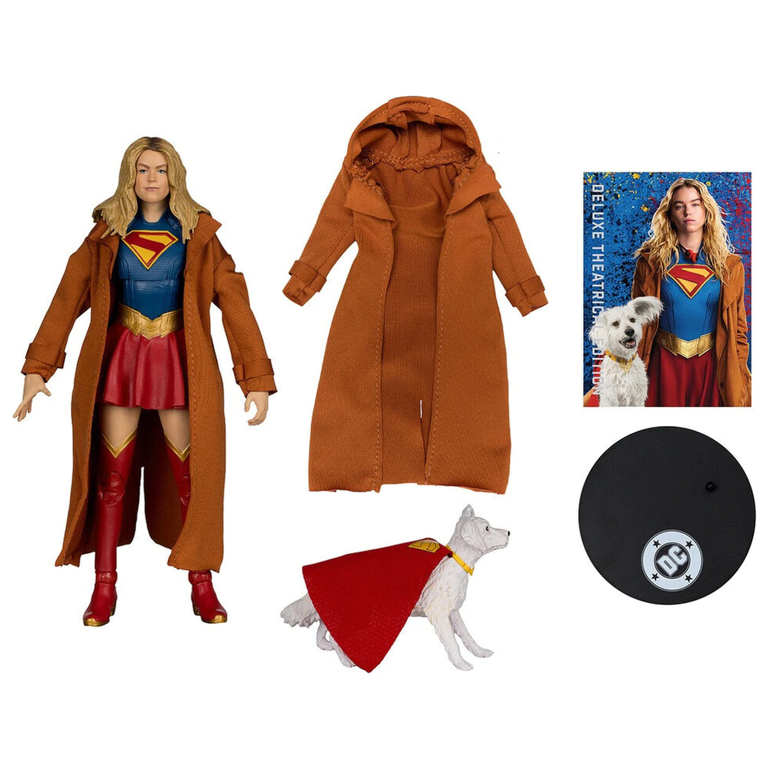 DC Comics Supergirl Deluxe Theatrical Edition Gold Label Collection Supergirl & Puppy Kripto figure 18cm product photo