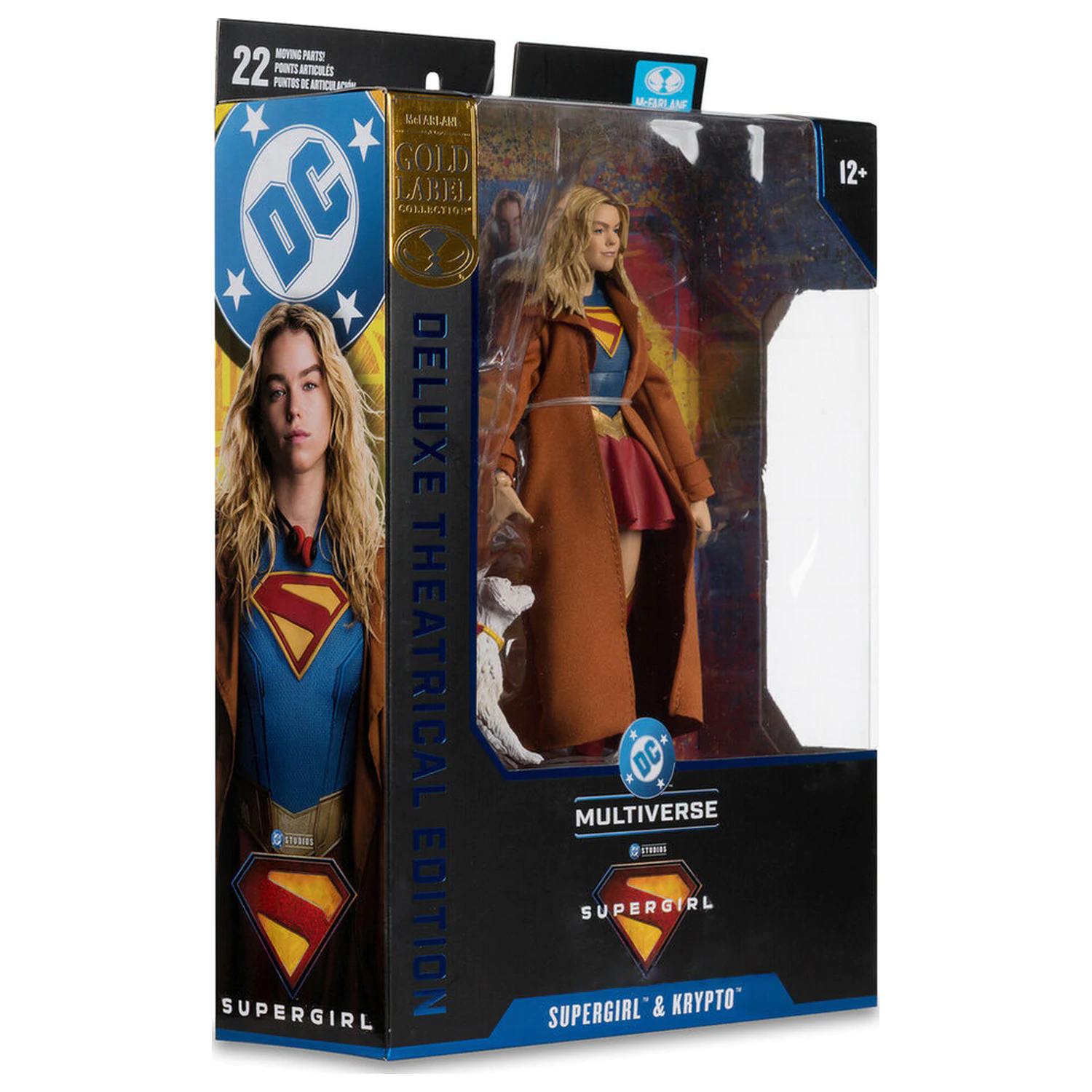 DC Comics Supergirl Deluxe Theatrical Edition Gold Label Collection Supergirl & Puppy Kripto figure 18cm product photo