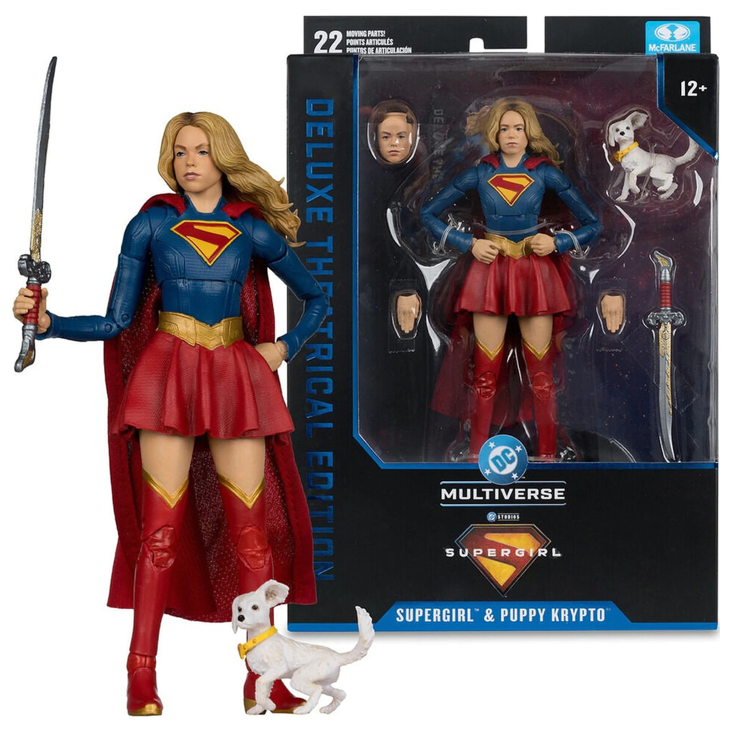 DC Comics Supergirl Deluxe Theatrical Edition Supergirl & Puppy Kripto figure 18cm product photo