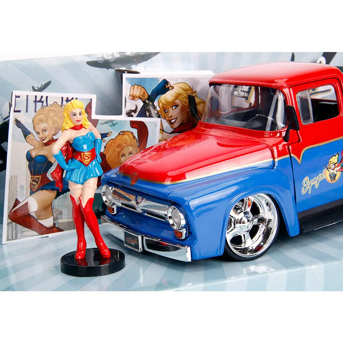 DC Comics Supergirl Ford F-100 Pickup 1956 metal car + figure set product photo