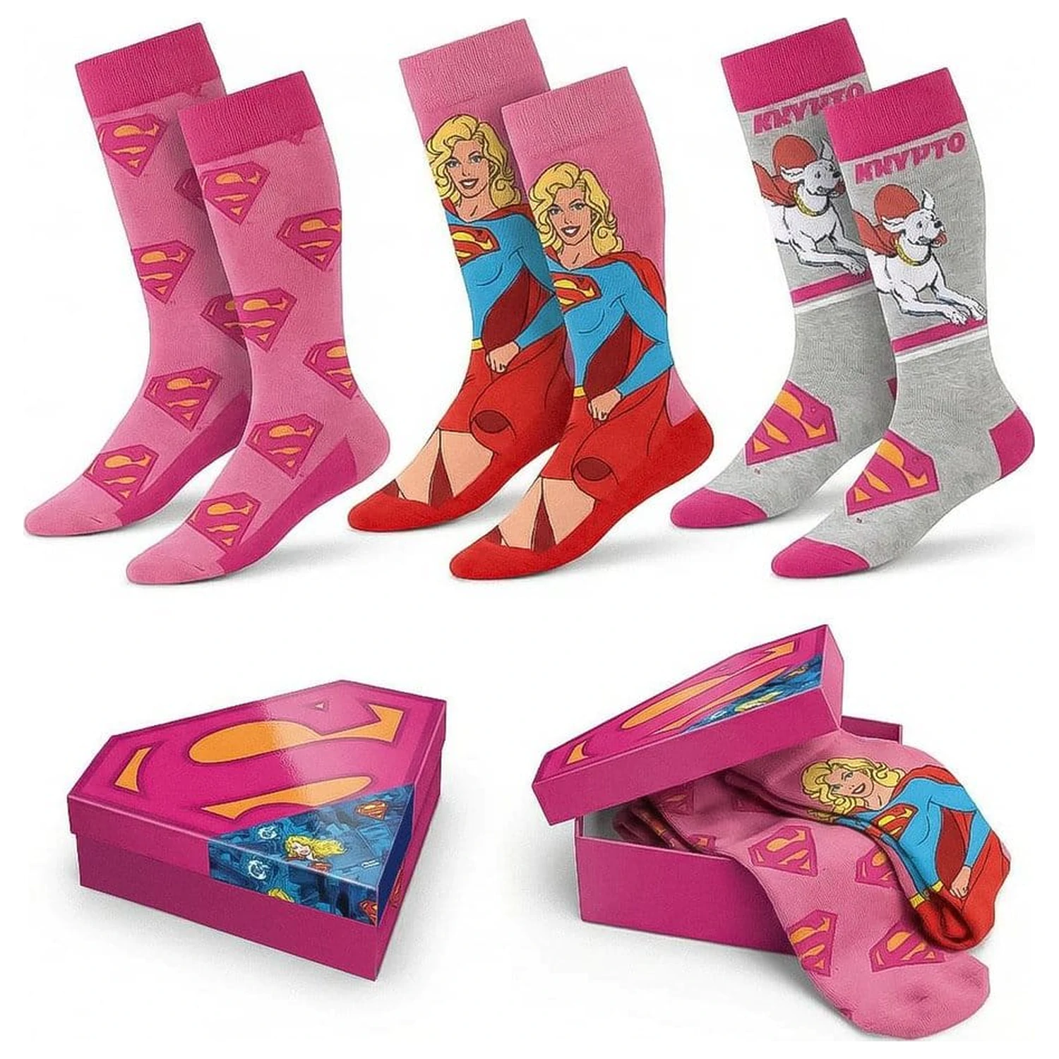 DC Comics Superman Supergirl adult 3 socks set product photo