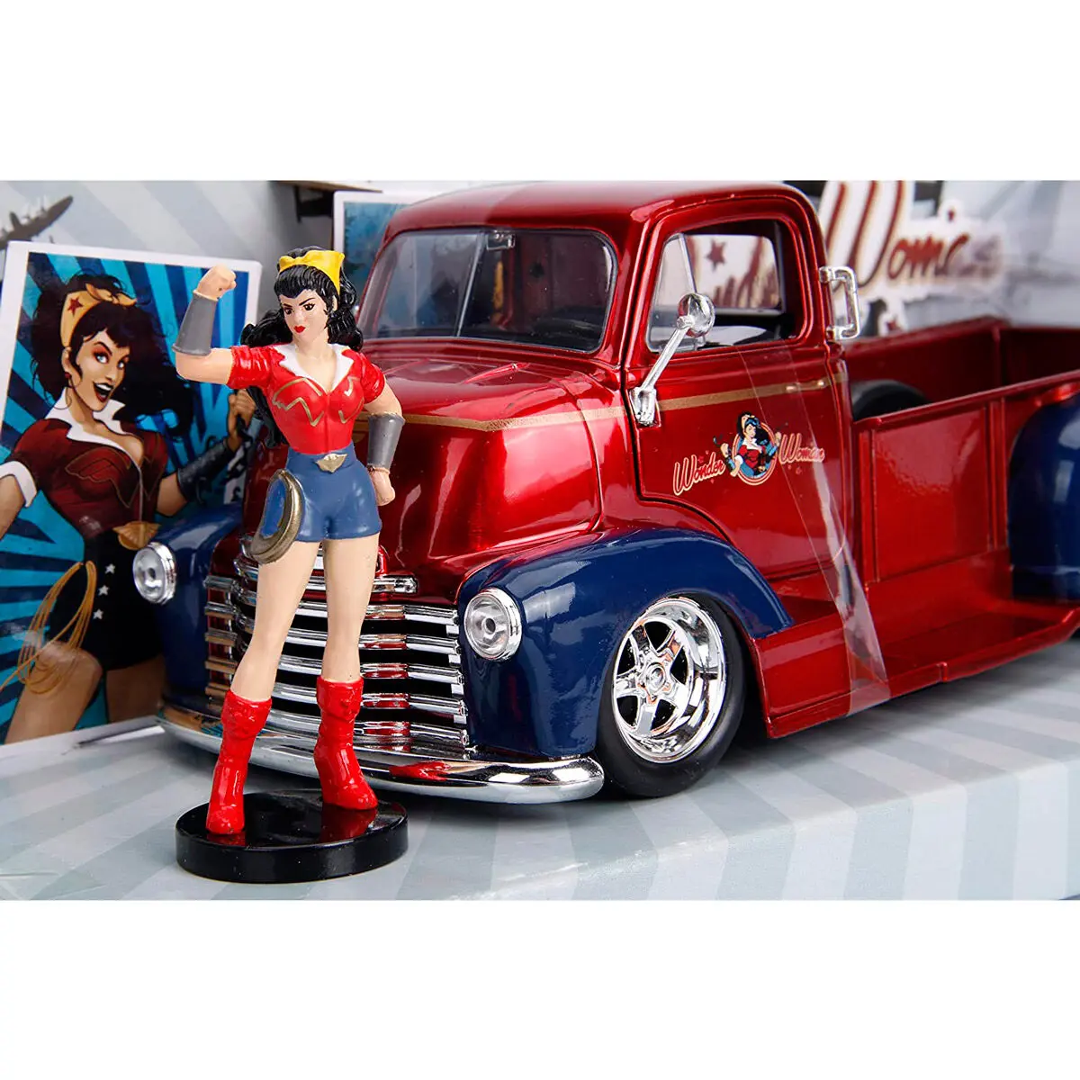 DC Comics Wonder Woman Chevy Coe Pickup 1952 metal car + figure set product photo