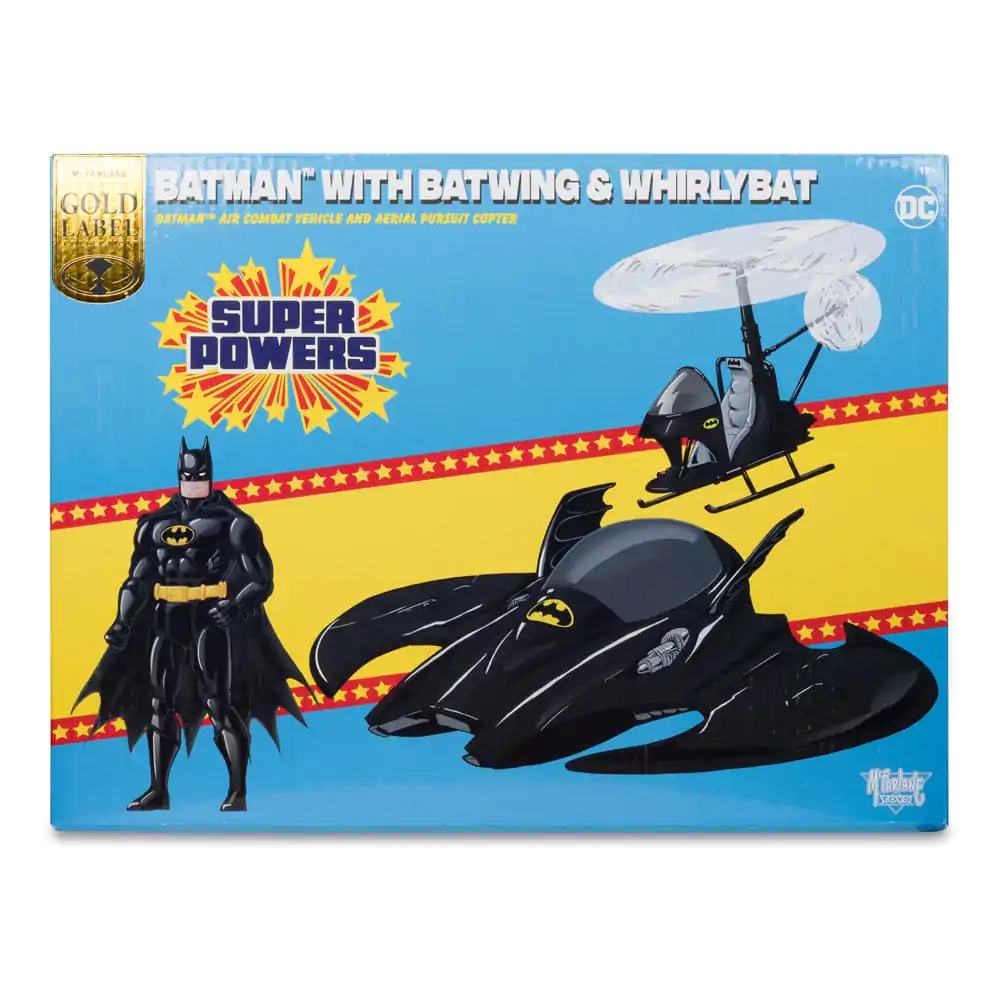 DC Direct Super Powers Action Figure Pack of 3 Batman (Black Suit), The Whirly &amp; The Batwing (Black) (Gold Label) (SDCC) 13 cm product photo
