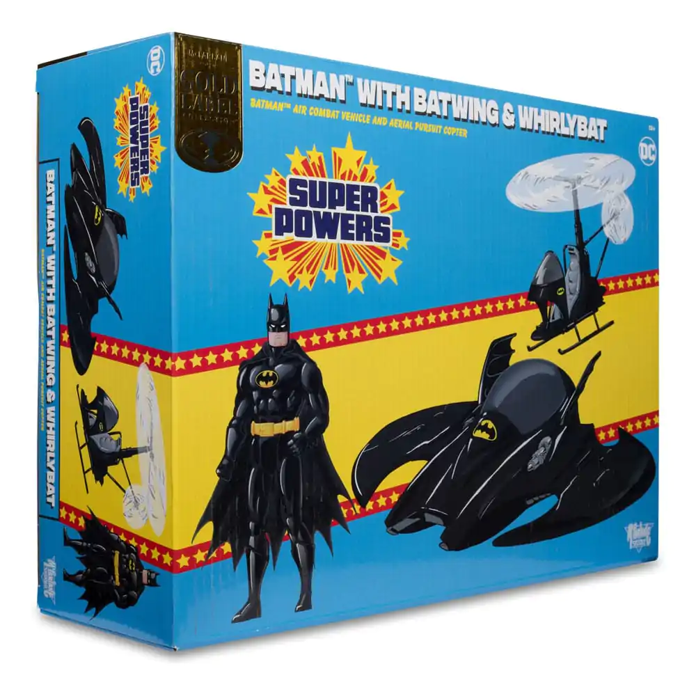 DC Direct Super Powers Action Figure Pack of 3 Batman (Black Suit), The Whirly &amp; The Batwing (Black) (Gold Label) (SDCC) 13 cm product photo