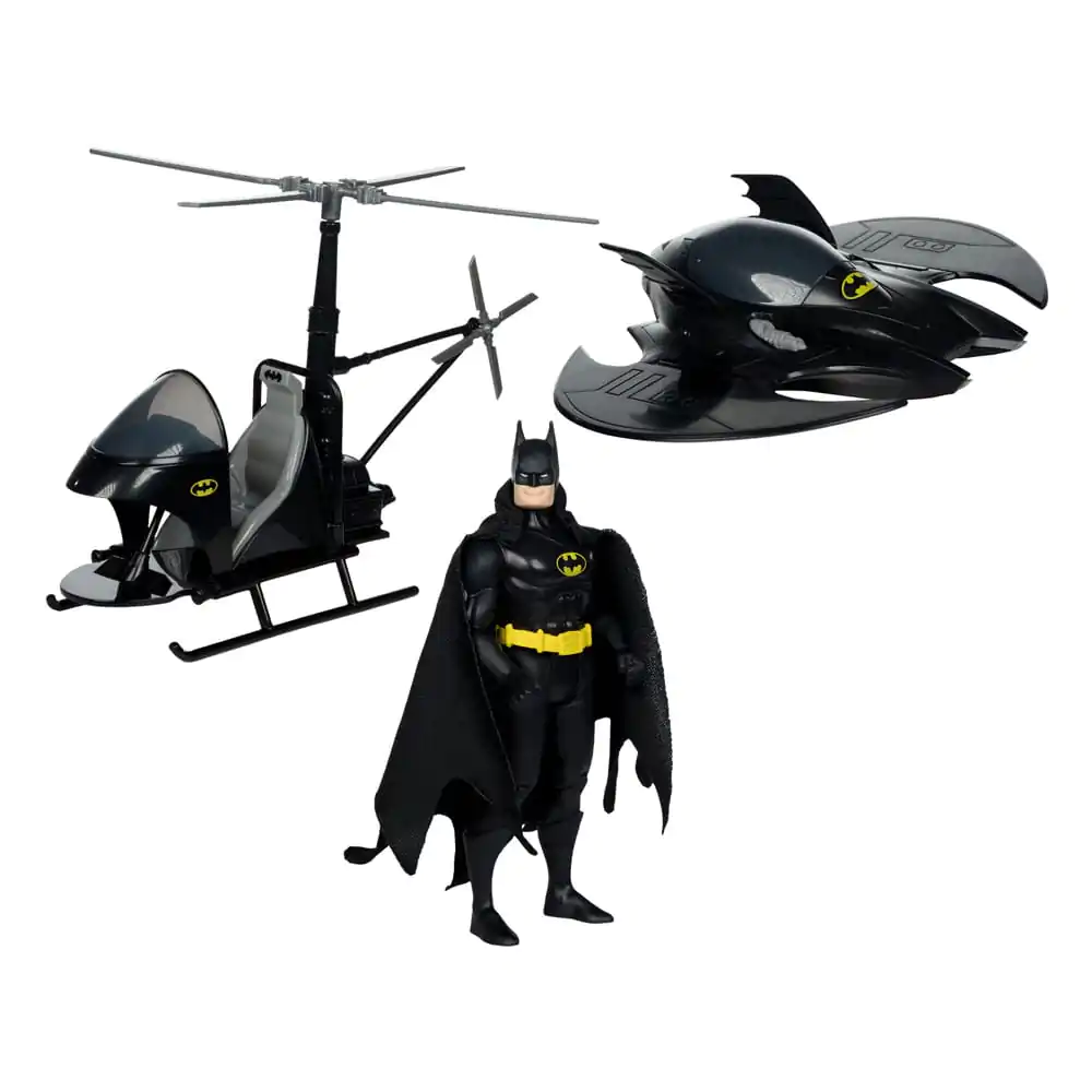 DC Direct Super Powers Action Figure Pack of 3 Batman (Black Suit), The Whirly &amp; The Batwing (Black) (Gold Label) (SDCC) 13 cm product photo
