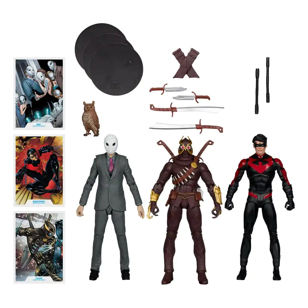 DC Multiverse Action Figure 3-Pack Nightwing vs. Talon &amp; Owl (Batman: The Court of Owls) (Gold Label) 18 cm product photo