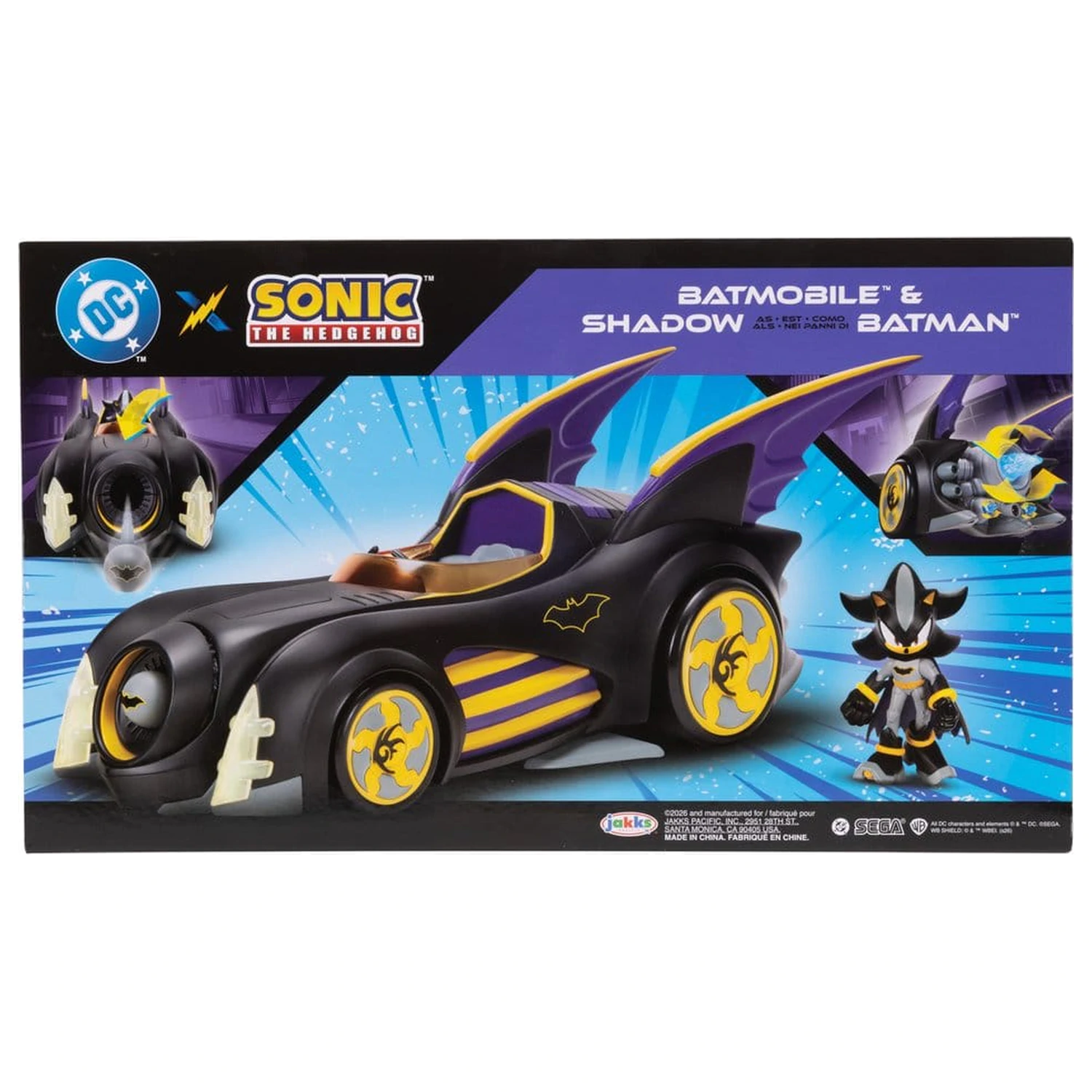 DC x Sonic - The Hedgehog Action Figure with Vehicle Shadow Batman & Batmobile 6 cm  product photo