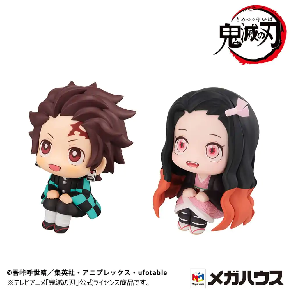 Demon Slayer: Kimetsu no Yaiba Look Up PVC Statue Tanjiro Kamado Sharp face Ver. & Nezuko Kamado Conquered the sun Ver. 11 cm (with gift) termékfotó