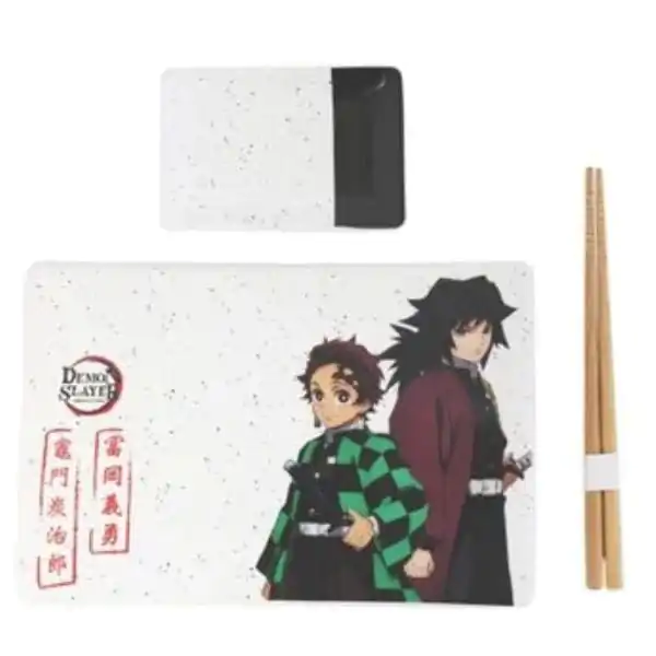 Demon Slayer Ceramic Sushi Set with Chopsticks Tanjiro & Giyu product photo