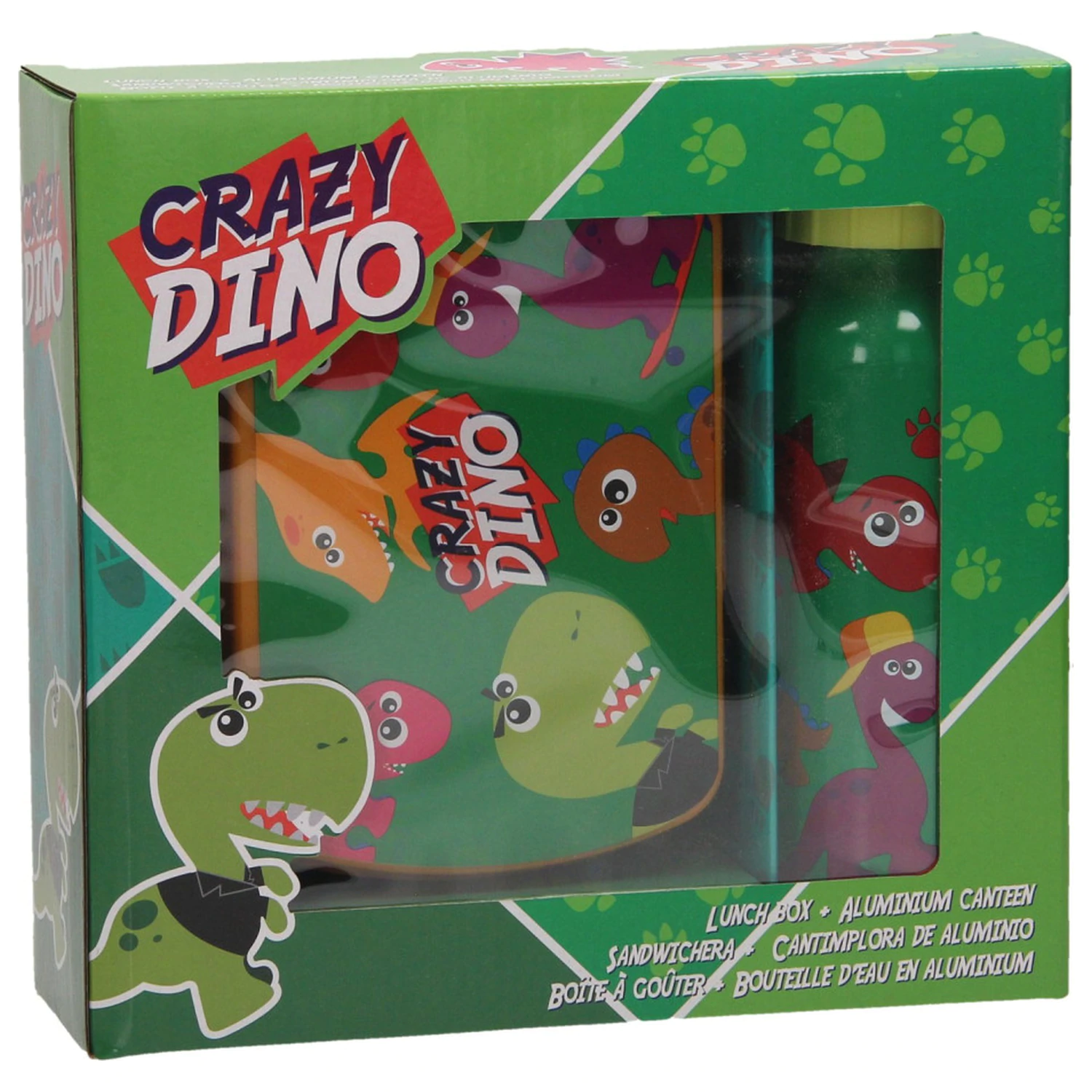 Dinosaur Crazy Sandwich Box + Aluminium Water Bottle Set product photo