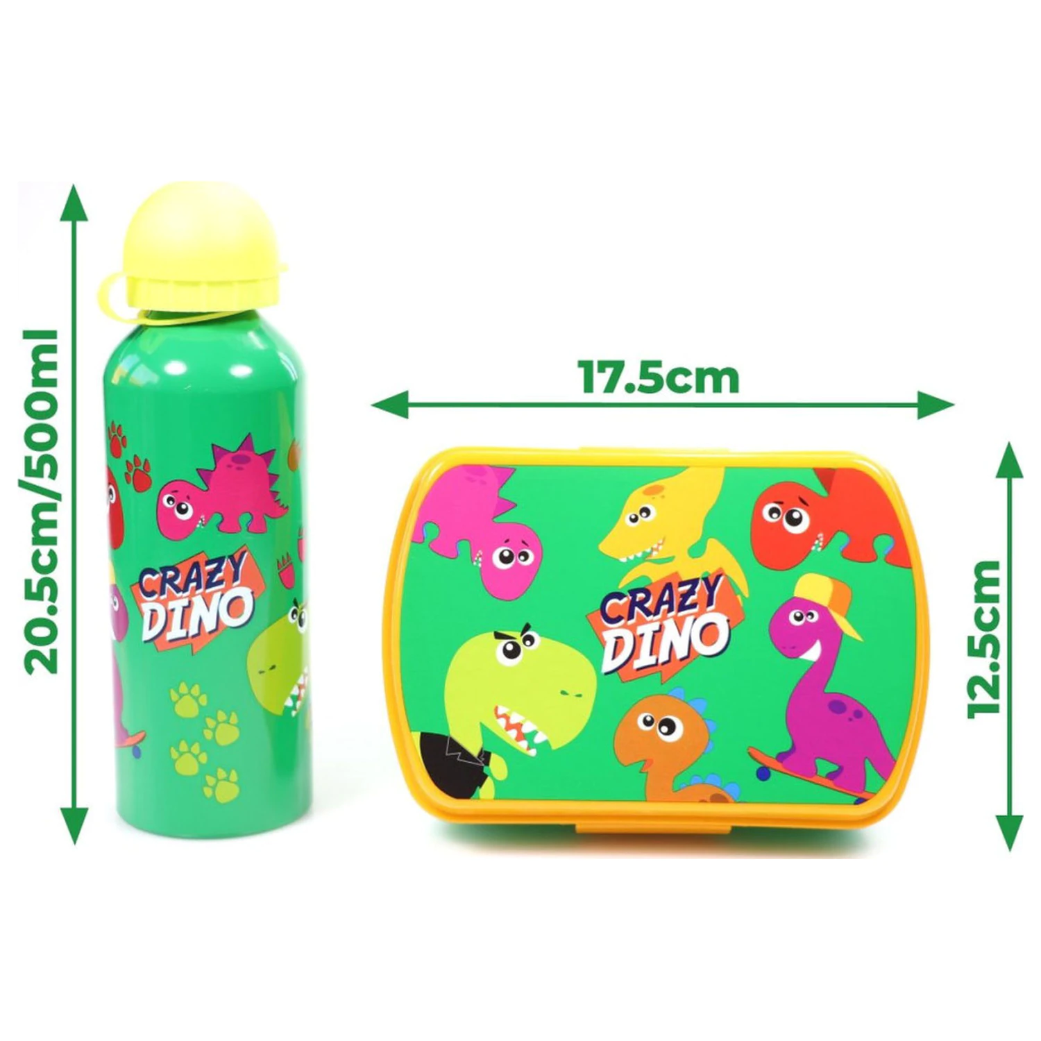 Dinosaur Crazy Sandwich Box + Aluminium Water Bottle Set product photo