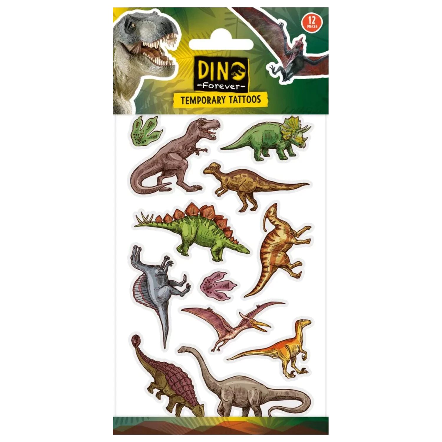 Dinosaur Legends tattoos 12-piece product photo